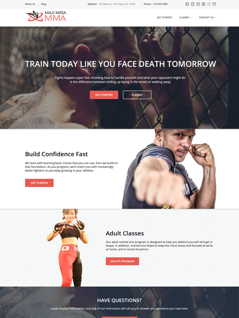 MMA Websites Martial Arts Website Design